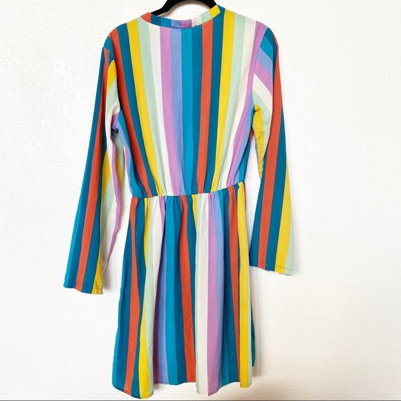 All In Favor Multi Stripe Surplice Dress Size Medium - Picture 11 of 11